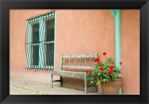 Framed Exterior Of An Adobe Building, Taos, New Mexico Print