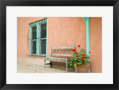 Framed Exterior Of An Adobe Building, Taos, New Mexico Print