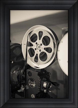 Framed Vintage Film Projector At The Kimo Theater, New Mexico Print