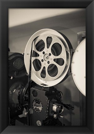 Framed Vintage Film Projector At The Kimo Theater, New Mexico Print