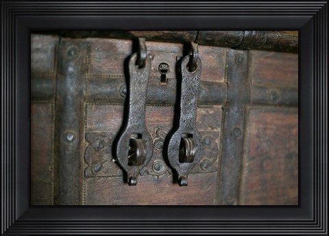 Framed Antique Wooden Chest, Taos, New Mexico Print