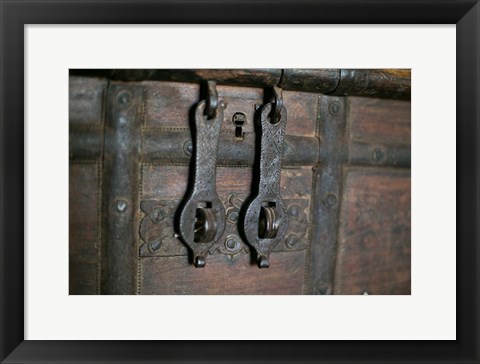 Framed Antique Wooden Chest, Taos, New Mexico Print