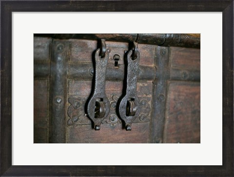 Framed Antique Wooden Chest, Taos, New Mexico Print
