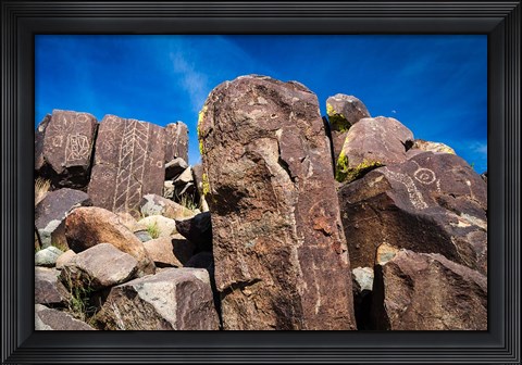 Framed Petroglyphs At Three Rivers Petroglyph Site, Three Rivers, New Mexico Print