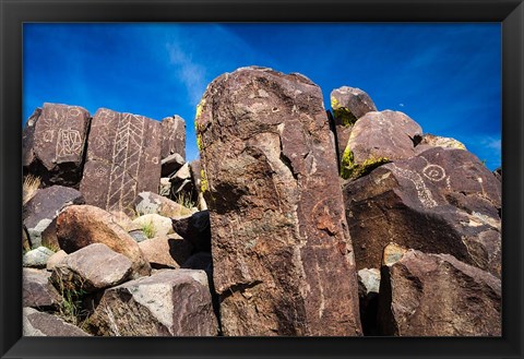 Framed Petroglyphs At Three Rivers Petroglyph Site, Three Rivers, New Mexico Print