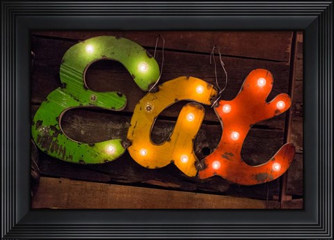 Framed Colorful &#39;Eat&#39; Antique Sign, New York City, New York Print