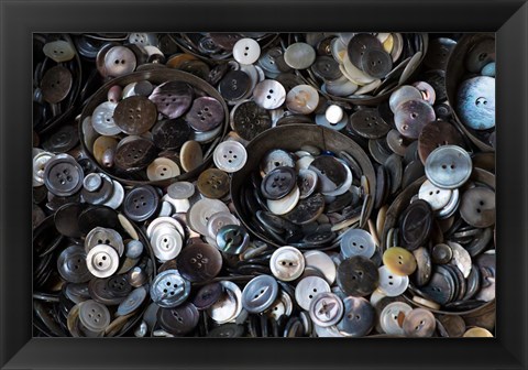 Framed Pile Of Old Buttons Print