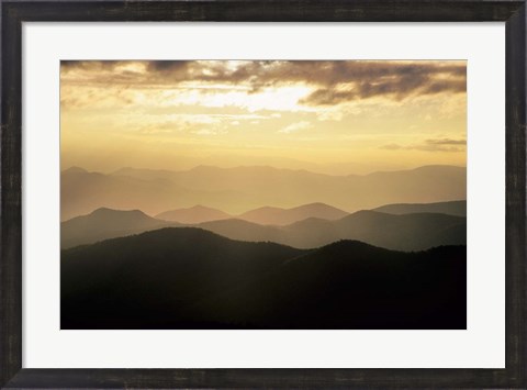 Framed Sunset Mountains Along Blue Ridge Parkway, North Carolina Print