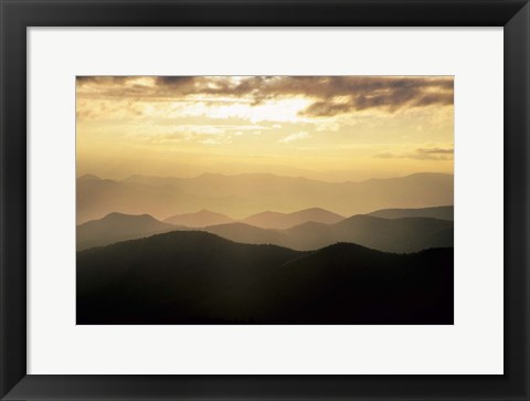 Framed Sunset Mountains Along Blue Ridge Parkway, North Carolina Print