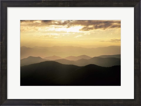Framed Sunset Mountains Along Blue Ridge Parkway, North Carolina Print