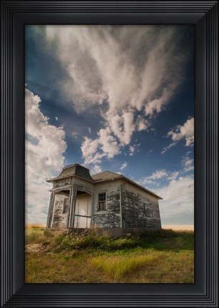 Framed Abandoned Township Hall On The North Dakota Prairie Print