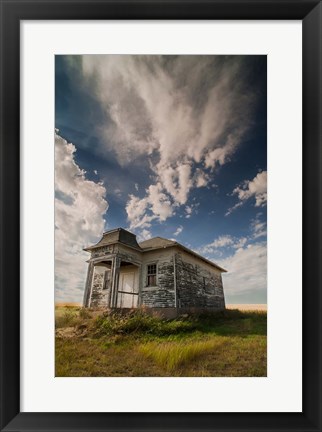Framed Abandoned Township Hall On The North Dakota Prairie Print