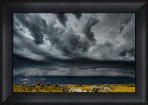 Framed Lightening Strike On The Dakota Plains Print