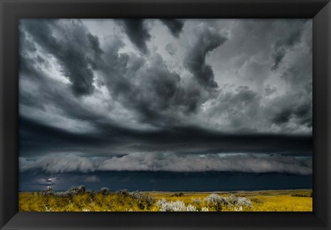 Framed Lightening Strike On The Dakota Plains Print