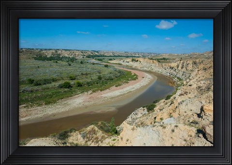 Framed Brown River Bend In The Roosevelt National Park, North Dakota Print