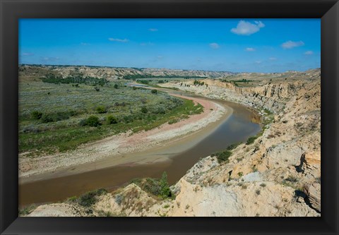 Framed Brown River Bend In The Roosevelt National Park, North Dakota Print