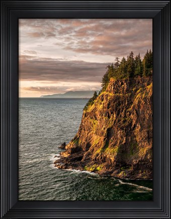 Framed Cape Meares State Park At Sunset, Oregon Print