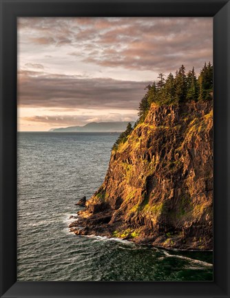 Framed Cape Meares State Park At Sunset, Oregon Print