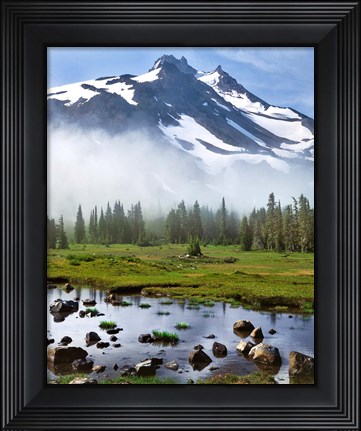 Framed Mt Jefferson In Early Morning Light, Oregon Print