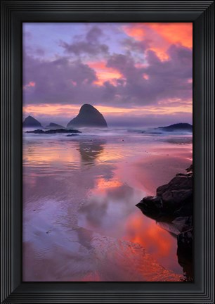 Framed Oceanside Sunset, Oregon Print