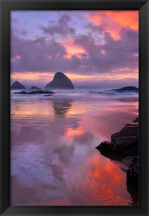 Framed Oceanside Sunset, Oregon Print