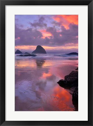 Framed Oceanside Sunset, Oregon Print