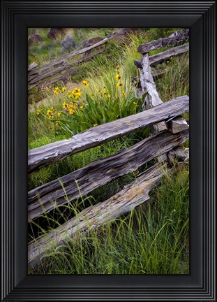 Framed Split Rail Fence In Smith Rock State Park, Oregon Print