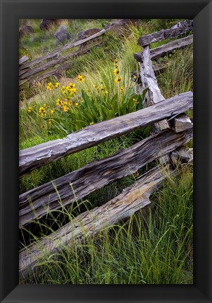 Framed Split Rail Fence In Smith Rock State Park, Oregon Print