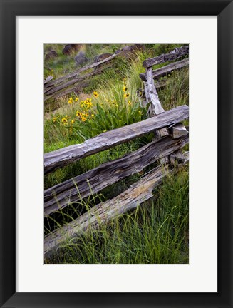 Framed Split Rail Fence In Smith Rock State Park, Oregon Print