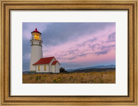 Framed Oldest Lighthouse At Cape Blanco State Park, Oregon Print