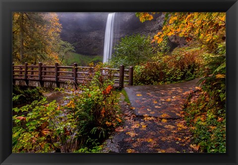 Framed South Falls In Autumn, Oregon Print