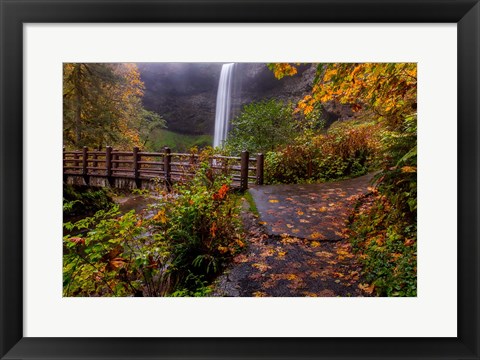 Framed South Falls In Autumn, Oregon Print