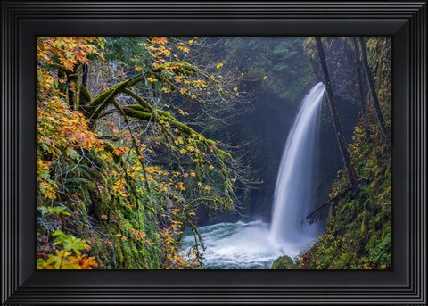 Framed Autumn At Metlako Falls On Eagle Creek, Oregon Print