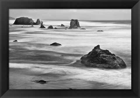Framed Bandon Beach, Oregon (BW) Print