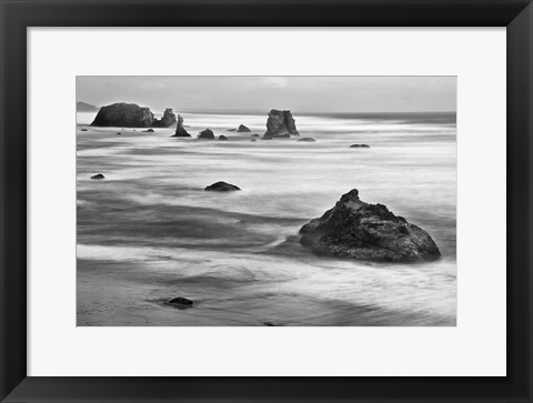 Framed Bandon Beach, Oregon (BW) Print