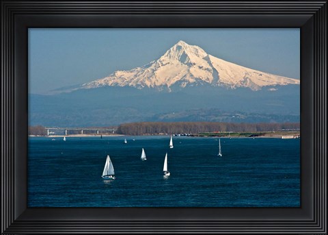 Framed Sailboats On The Columbia River, Oregon Print