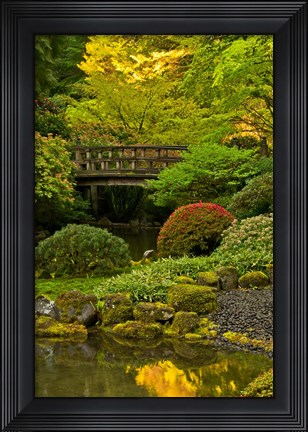 Framed Moon Bridge, Portland Japanese Garden, Oregon Print
