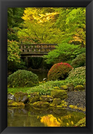 Framed Moon Bridge, Portland Japanese Garden, Oregon Print