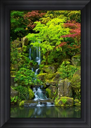 Framed Heavenly Falls, Portland Japanese Garden, Oregon Print