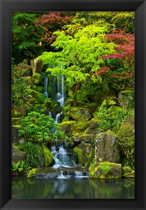 Framed Heavenly Falls, Portland Japanese Garden, Oregon Print