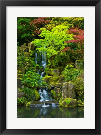 Framed Heavenly Falls, Portland Japanese Garden, Oregon Print