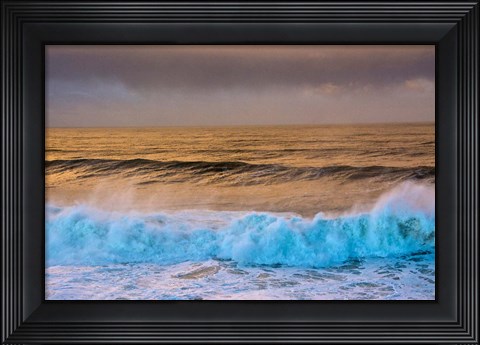 Framed Aqua Surf, Oregon Print
