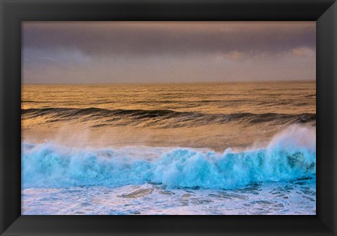 Framed Aqua Surf, Oregon Print