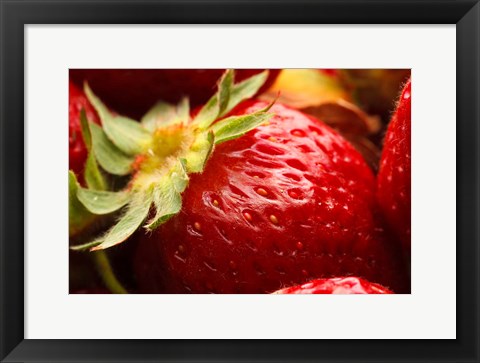 Framed Close-Up Of Fresh Strawberry Print