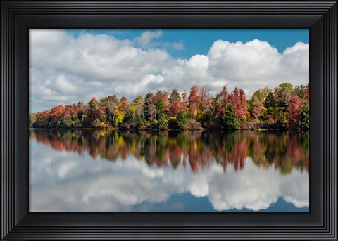 Framed Autumn Lake Reflection Of Ricketts Glen State Park, Pennsylvania Print