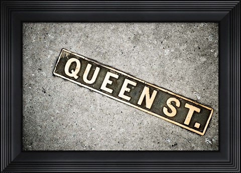 Framed Queen St Sign, Charleston, South Carolina Print