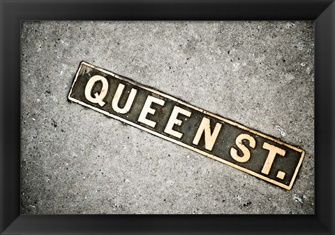 Framed Queen St Sign, Charleston, South Carolina Print