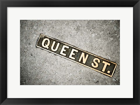 Framed Queen St Sign, Charleston, South Carolina Print