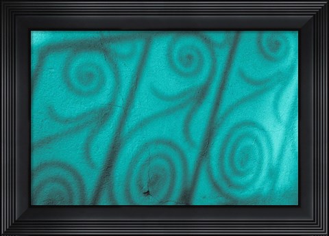 Framed Fence Pattern On A Teal Wall, South Carolina Print