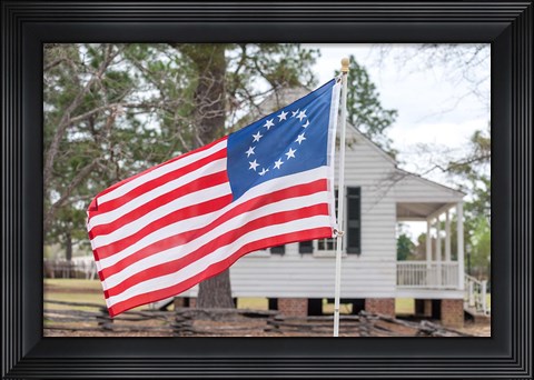 Framed Betsy Ross Flag At The Craven House In Historic Camden, South Carolina Print